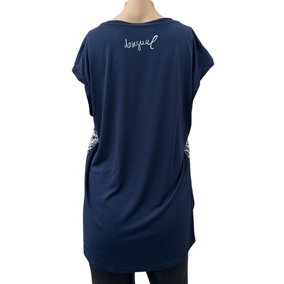 Desigual Geo Mandala Print Cap Sleeves Hi-Low Hem Tunic Top Lightweight‎ Women M - Picture 3 of 12